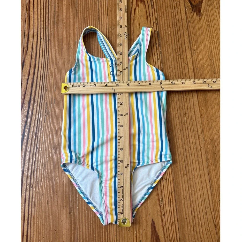 Old Navy One Piece Swimsuit Kids Multicolor Striped Racerback SIZE 4T‎